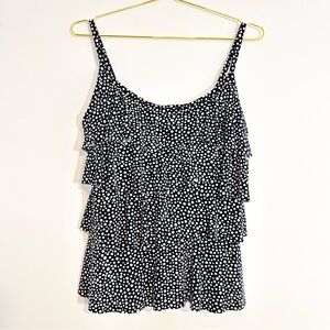 Miraclesuit Black & White Polka Dot Tankini Swim Tank Top Camisole Women’s Plus
